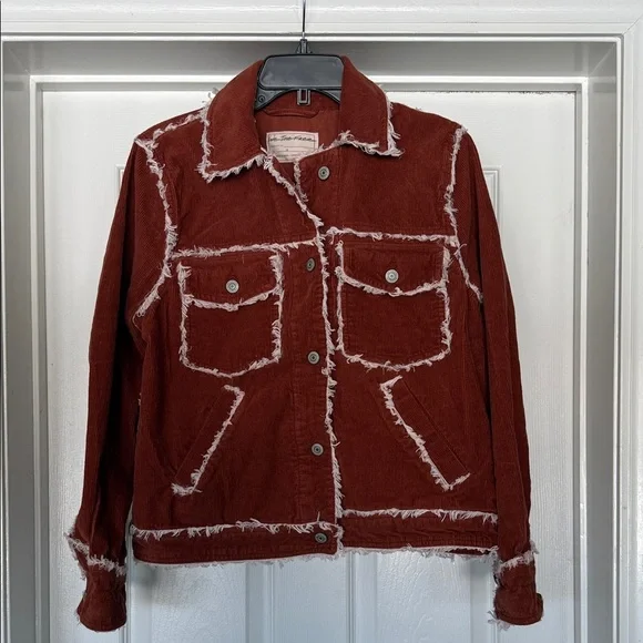 Free People We The Free Rust Corduroy Raw Hem Jacket Small - Picture 2 of 7